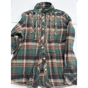 North River Outfitters Women's Plaid Green & Brown Flannel Medium